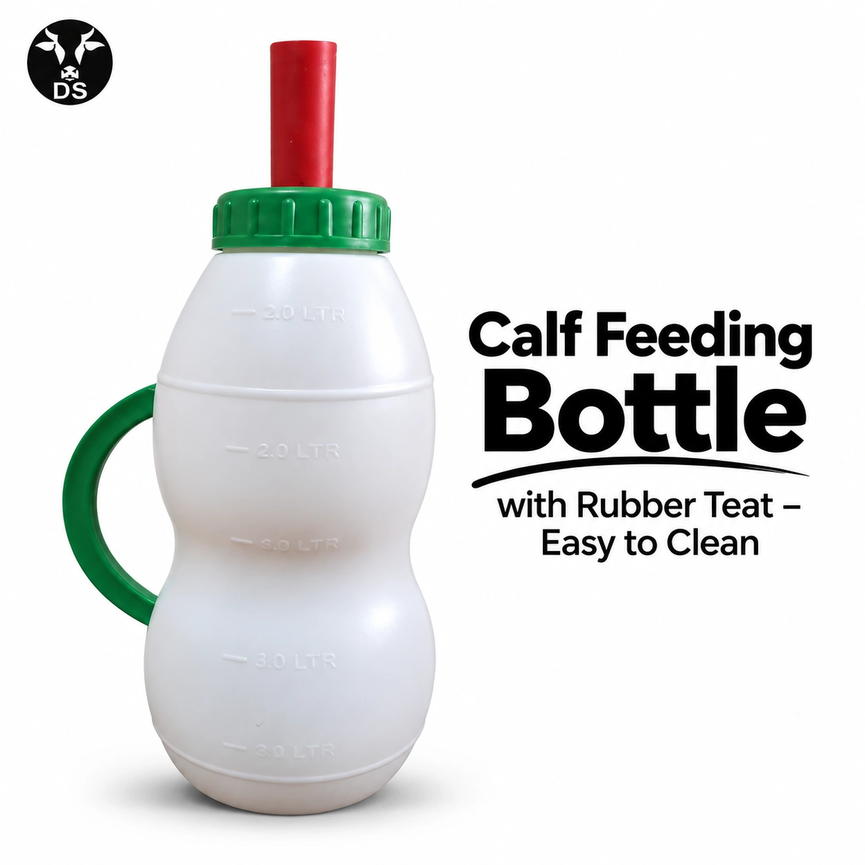 Calf Feeding Bottle with Rubber Teat – Easy to Clean
