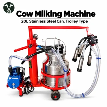 Cow Milking Machine – 20L Stainless Steel Can, Trolley Type
