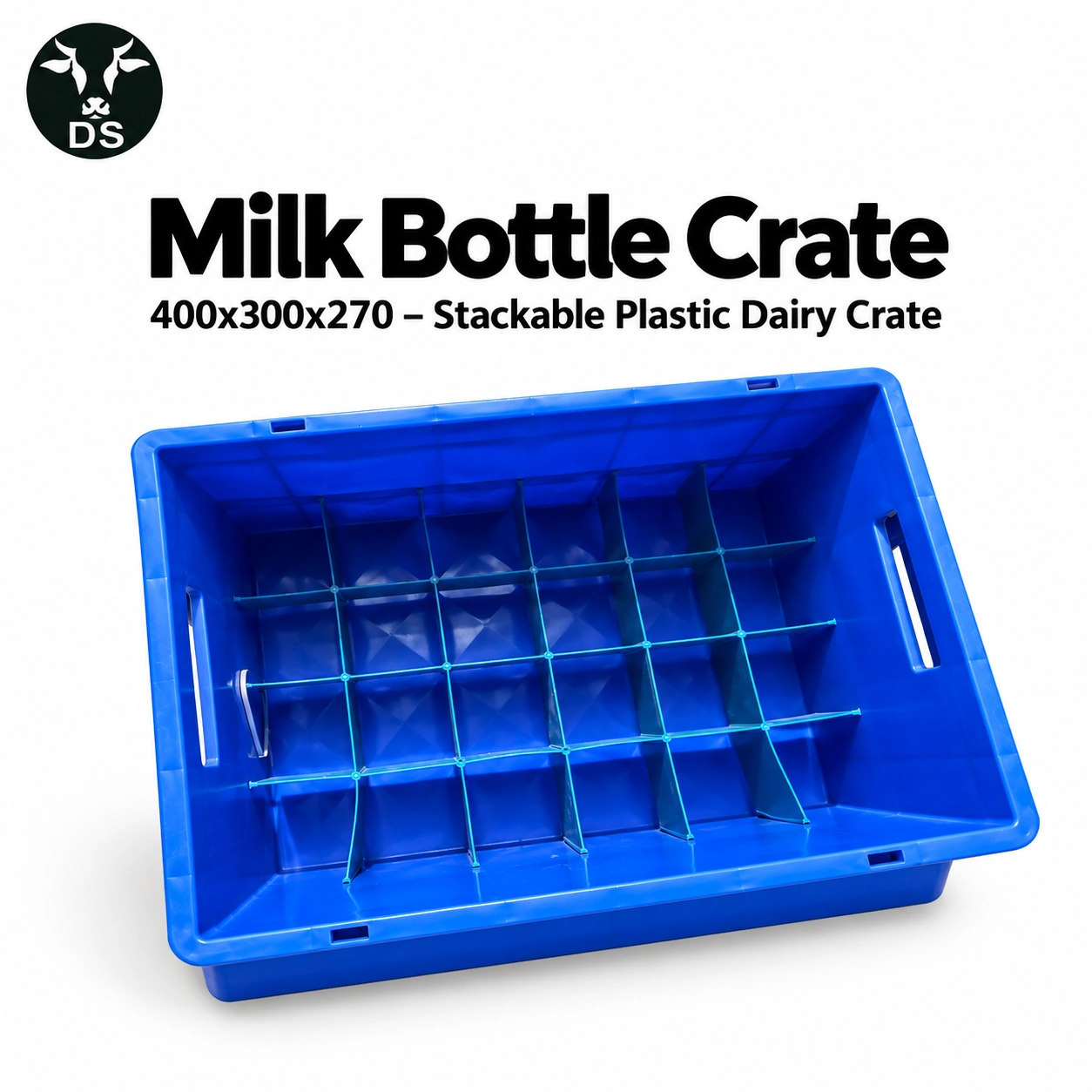 Milk Bottle Crate 400x300x270 – Stackable Plastic Dairy Crate