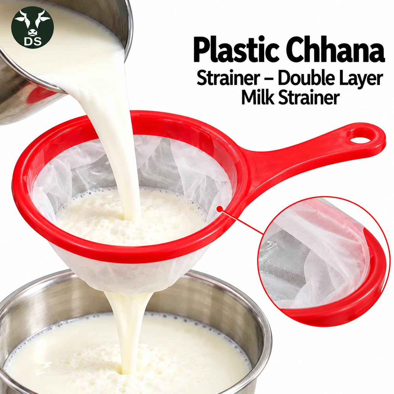 Plastic Chhana Strainer – Double Layer Milk Strainer