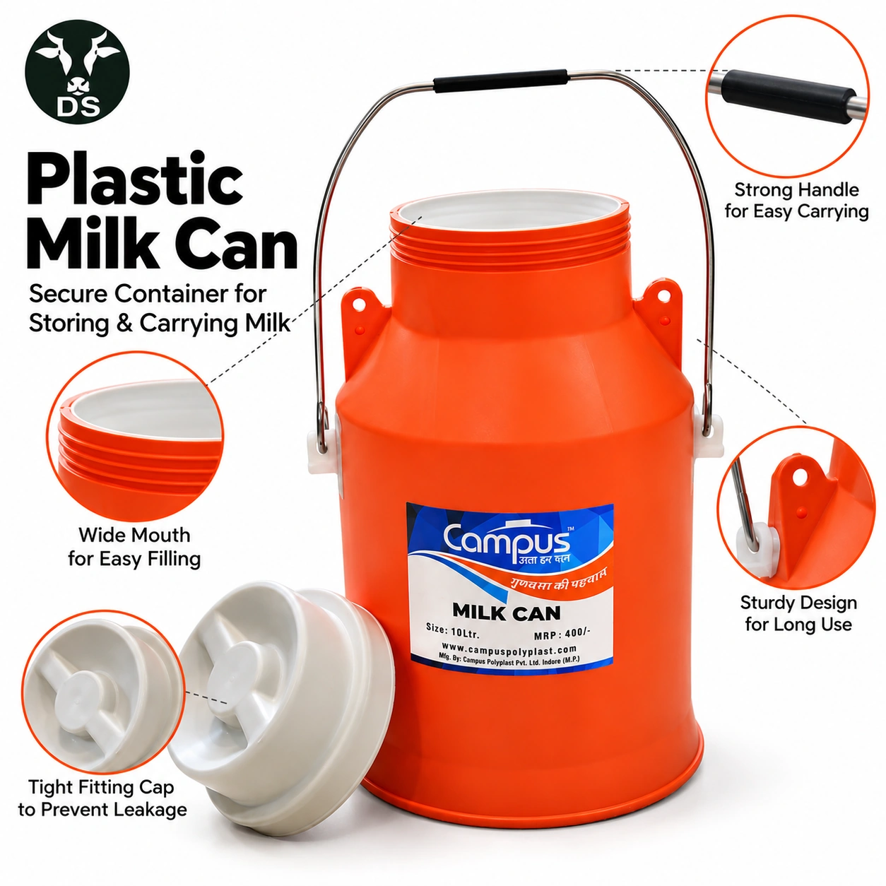 Plastic Milk Can – Secure Container for Storing & Carrying Milk